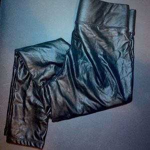 Faux leather black high rise leggings